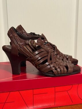 Aerosoles Brown Woven Leather Heels | Size 8.5 | Comfort + Style